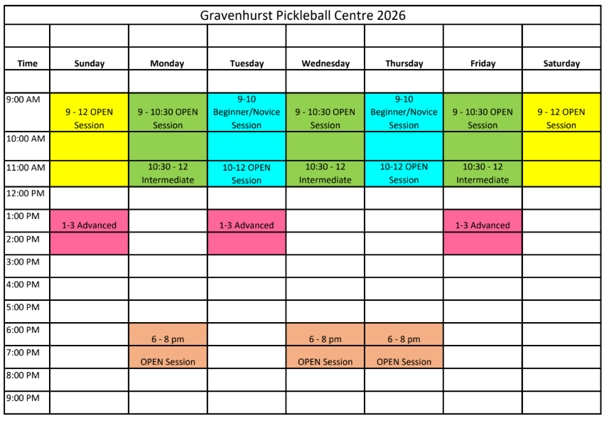 2026 pickleball schedule